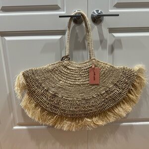 Cult Gaia - Lucia Fringe Straw Tote Bag